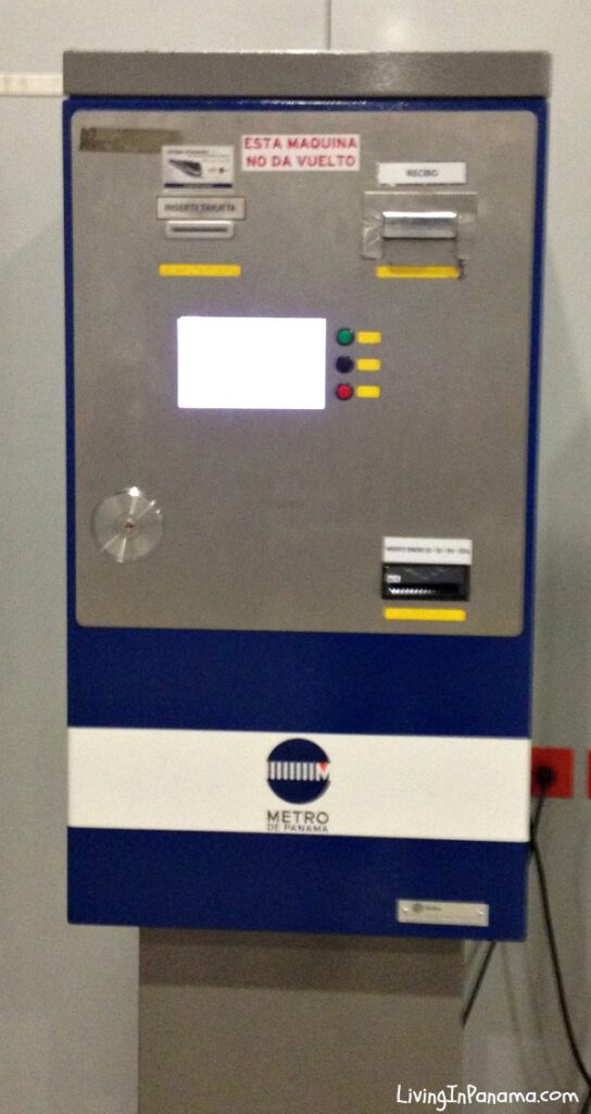Blue, silver, and white ticket machine