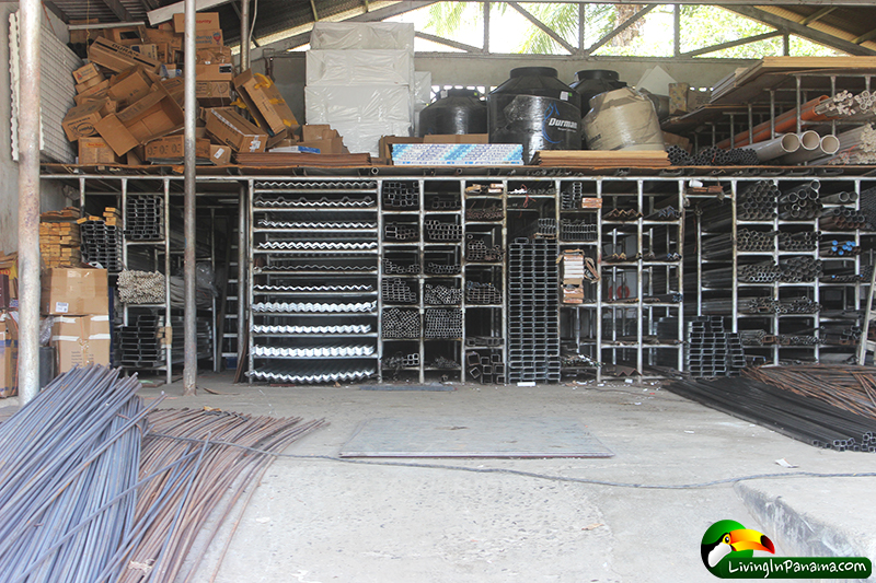 stock of rebar, zinc roof, angled metal and more