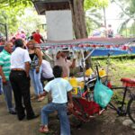 sno-cone vendor and crowd leaving the gym
