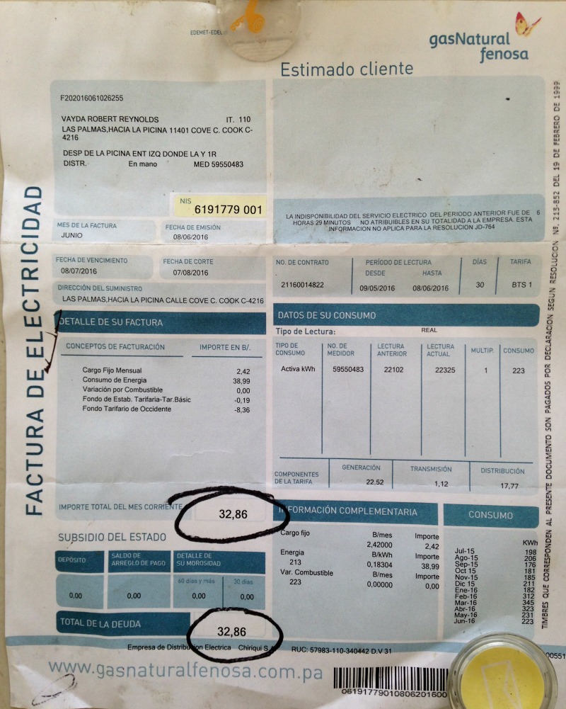 electic bill from Gas Natural Fenosa
