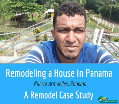 man on remodeling roof on house with text