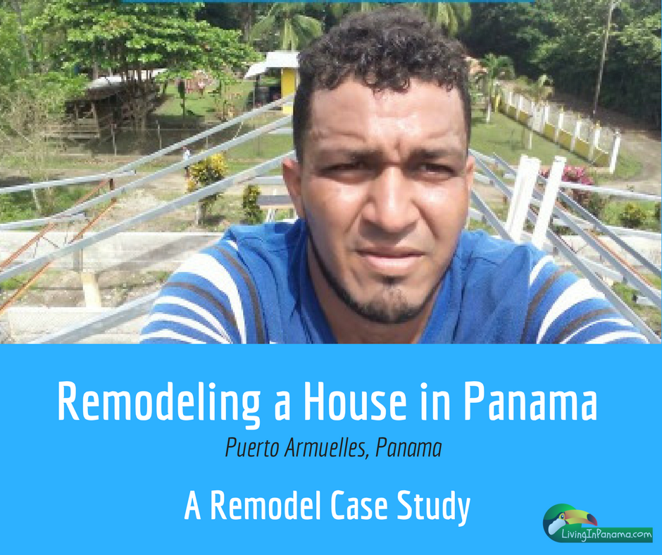 close up of man on roof remodeling house with text