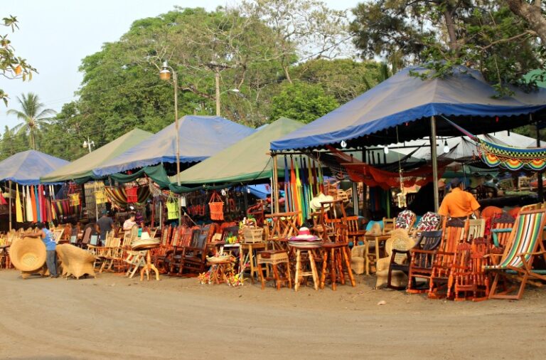 outdoor stands with many handicrafts for sale