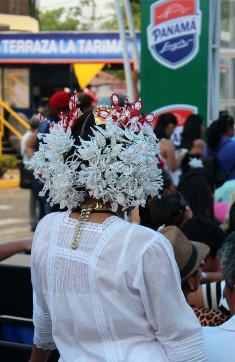 Back of girl with ornate headdress