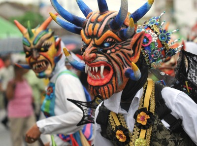 diablos in a carnival parade in Panama