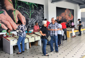 Lottery ticket vendors and others in Panama City, Panama