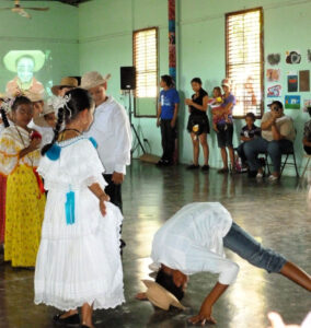 kids messing around waiting to perform their traditional dance in Puerto Armuelles, Panama